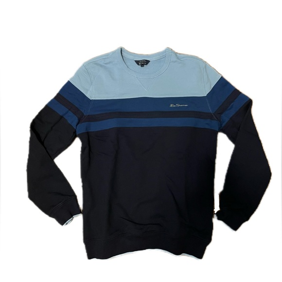 BEN SHERMAN BLUE COLOURBLOCK SWEATSHIRT - Picture 1 of 6